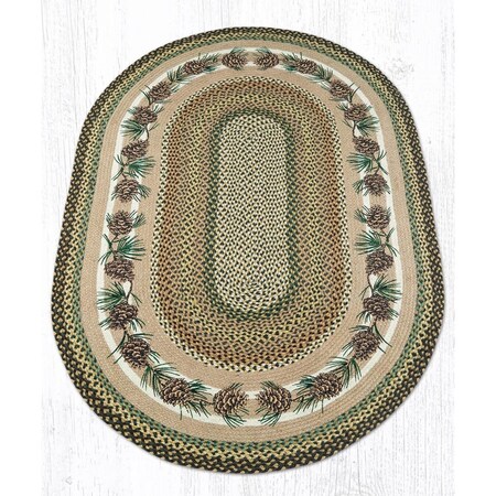 Palacedesigns 27 x 45 in. Jute Oval Needles & Cones Patch PA2848715